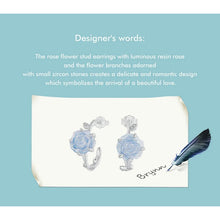 Pink Blue Rose Stud Earrings