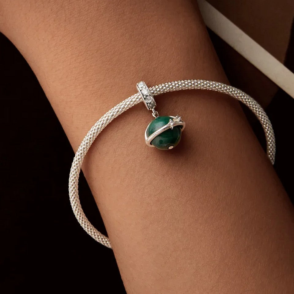 Natural Green Malachite Star Pendant Moon Bead
