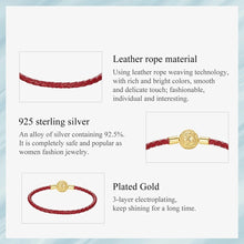 Flower Heart Lock Leather Rope Bracelet