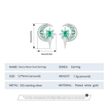 Star Moon Stud Green Earrings