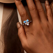 Blue Iris Flower Open Ring