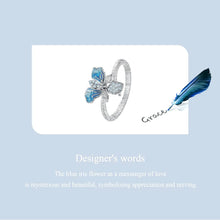 Blue Iris Flower Open Ring