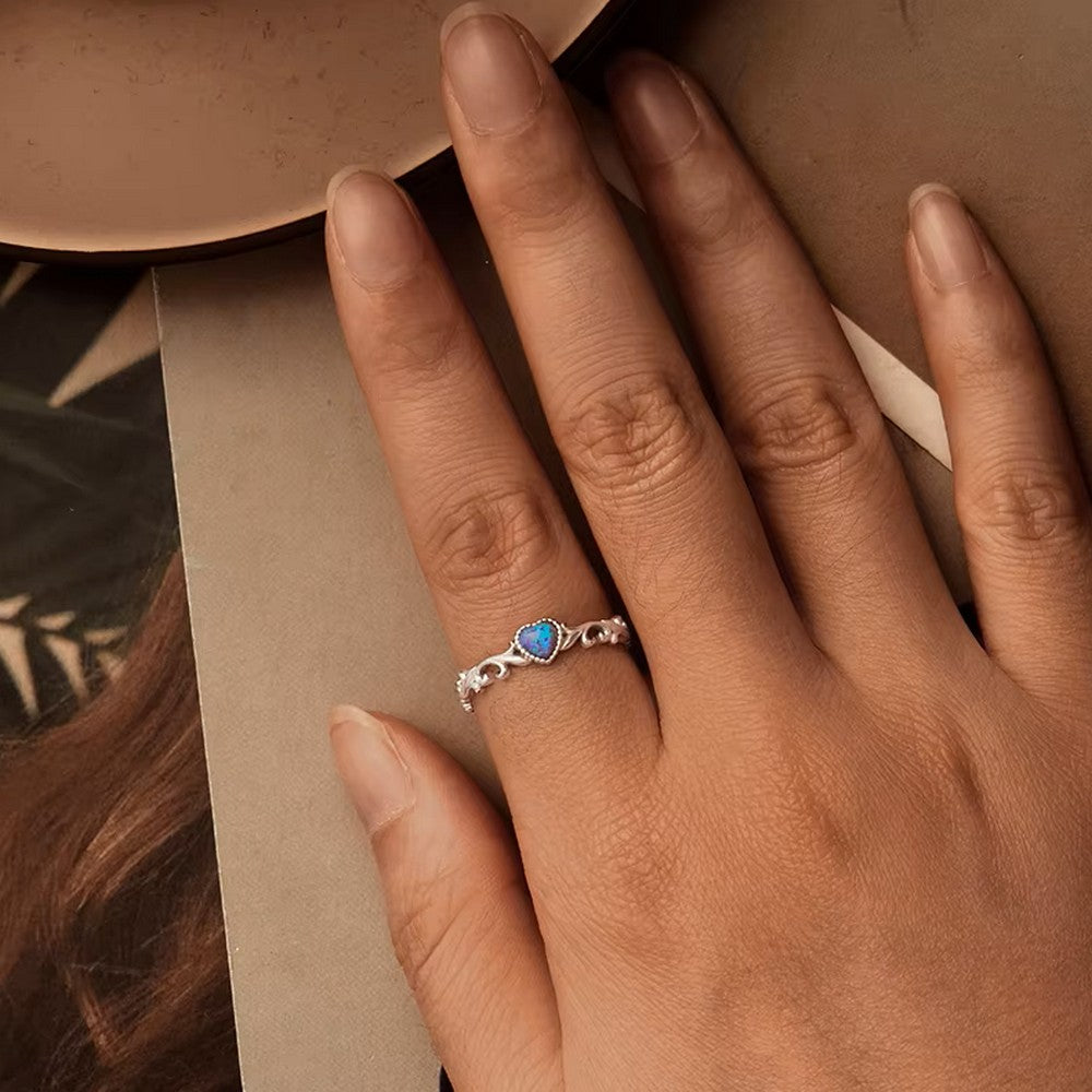 Opal Retro Pattern Ring