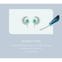 Star Moon Stud Green Earrings