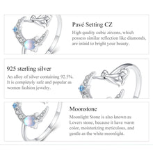 Lovely Moon Cat Moonstone Open Rings