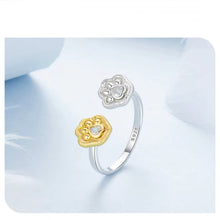 Cute Two tone Pet Paw Open Ring