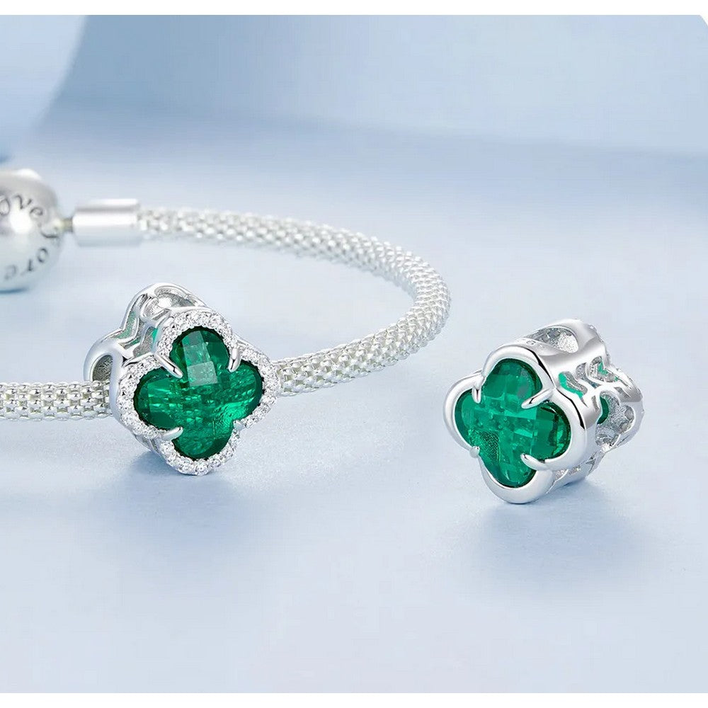 Four-leaf Clover Charm Green Crystal