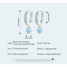 Blue Heart-shaped Turquoise Hoop Earrings
