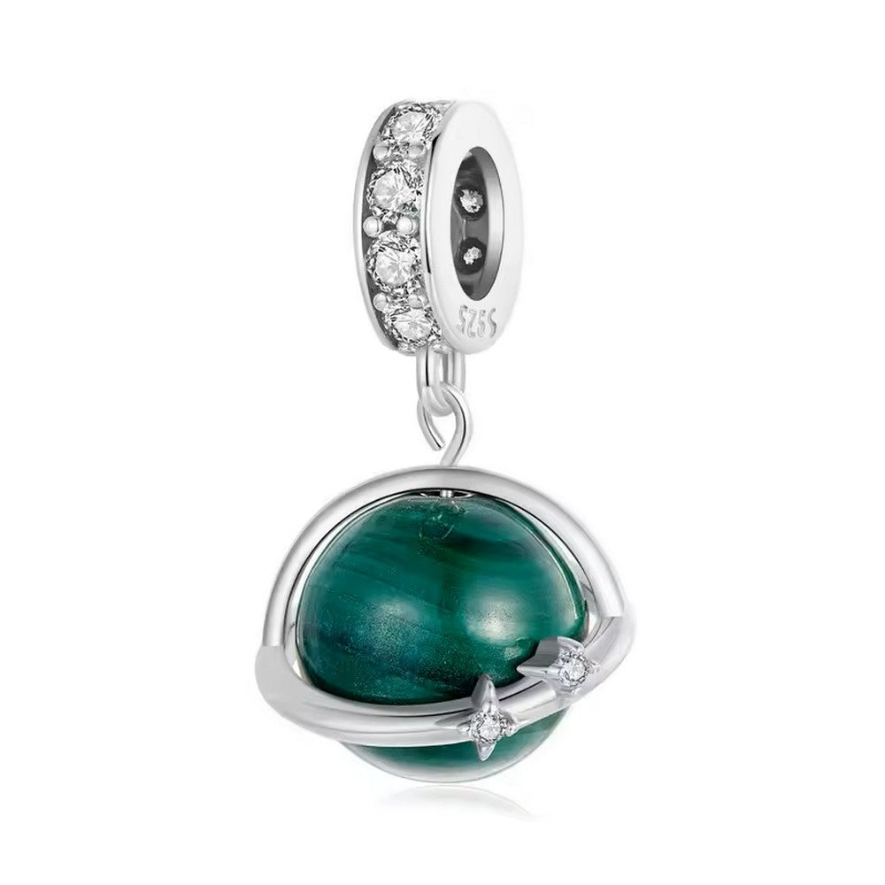 Natural Green Malachite Star Pendant Moon Bead