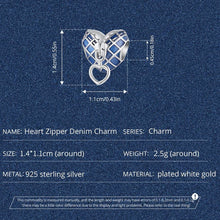 Heart Zipper Denim Charm