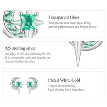 Star Moon Stud Green Earrings