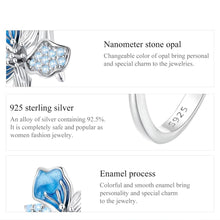 Blue Iris Flower Open Ring