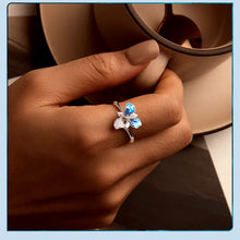 Blue Iris Flower Open Ring