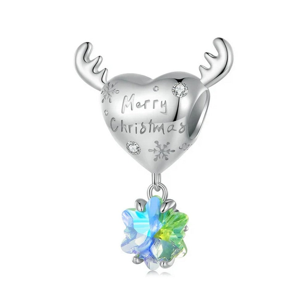 Reindeer Christmas Heart Charm