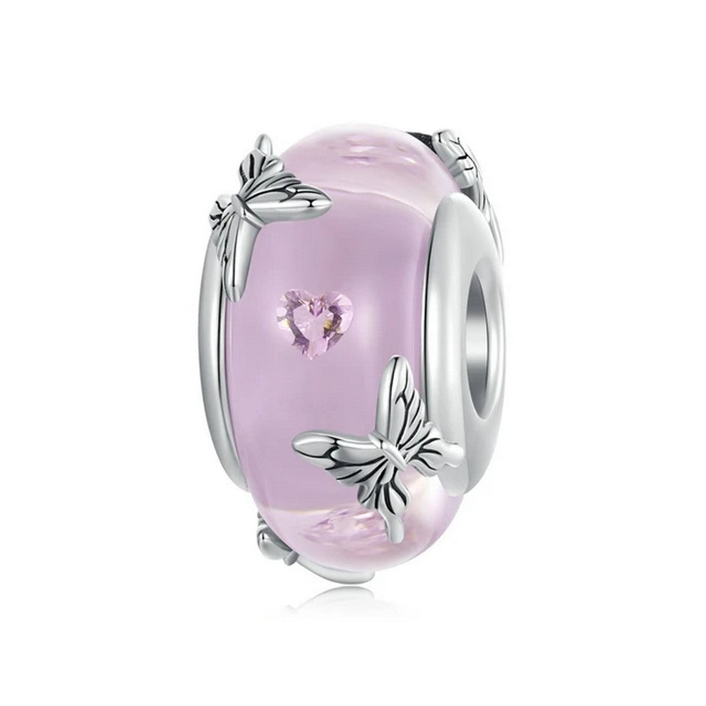 Pink Glass Butterfly Bead