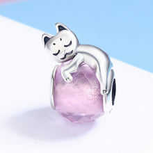 Cute Cat Pussy Big Stone Charm