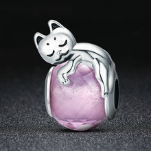 Cute Cat Pussy Big Stone Charm