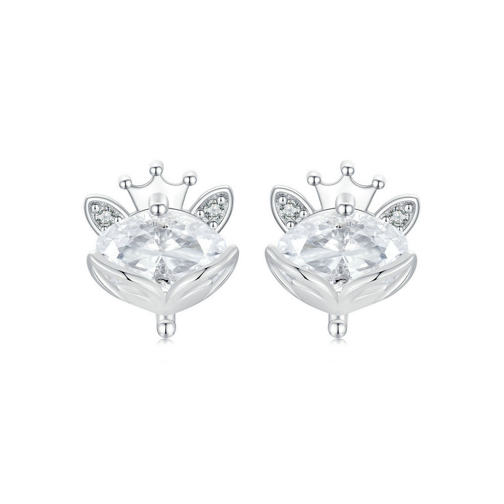 Crown Fox Stud Earrings