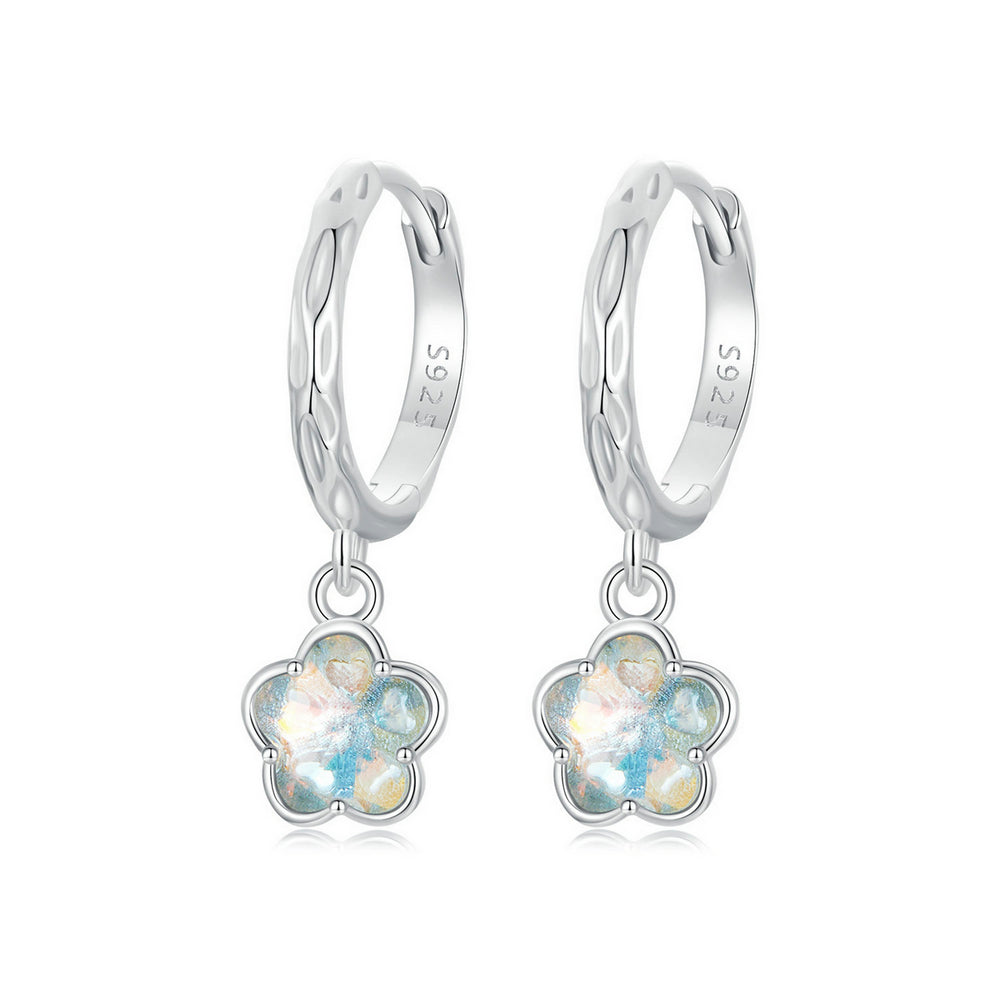 Ice  Flower Hoop Earrings