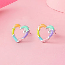 Rainbow Heart Stud Earrings