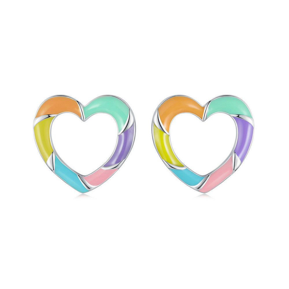 Rainbow Heart Stud Earrings