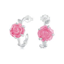 Pink Blue Rose Stud Earrings
