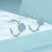 Pink Blue Rose Stud Earrings