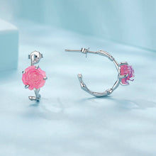 Pink Blue Rose Stud Earrings