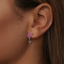 Pink Blue Rose Stud Earrings