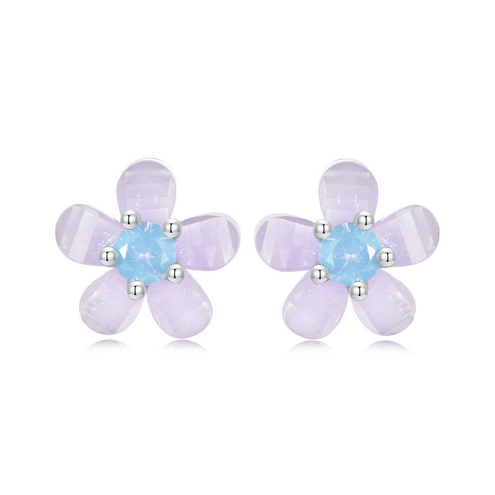 Cute Purple Flower Stud Earrings