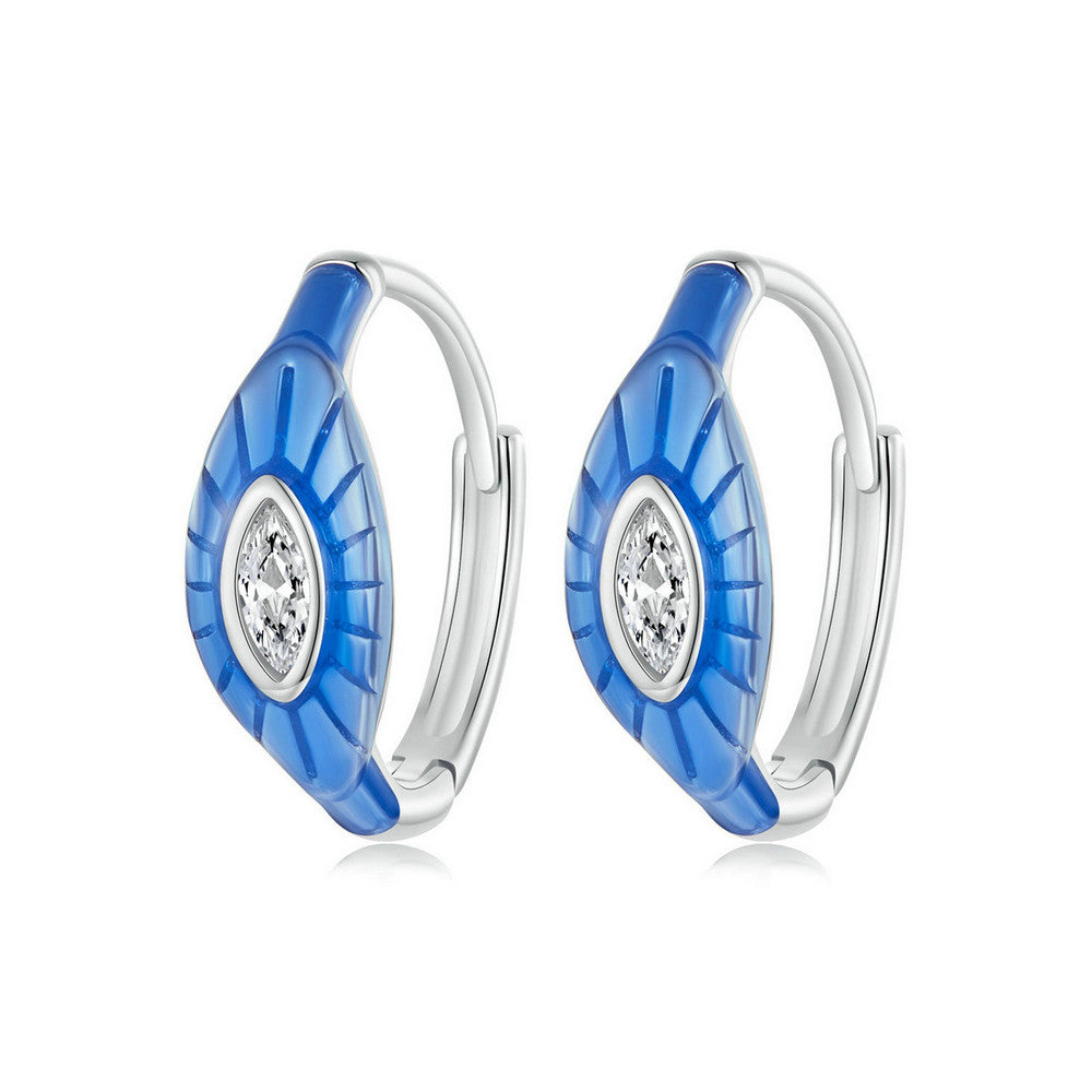 Blue Devil Eye Hoop Earrings