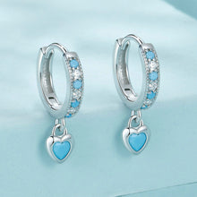 Blue Heart-shaped Turquoise Hoop Earrings