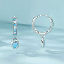 Blue Heart-shaped Turquoise Hoop Earrings
