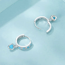 Blue Heart-shaped Turquoise Hoop Earrings