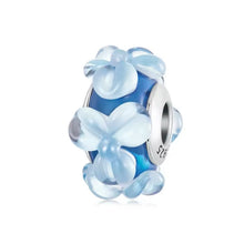 Blue Flower Murano Charm