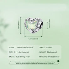 Green Butterfly Heart Charm