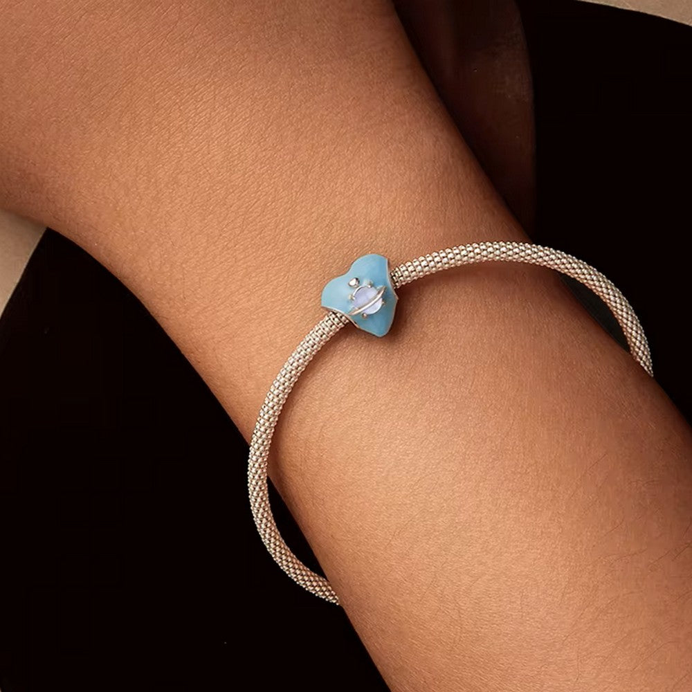 Heart-shaped Blue Planet Charm