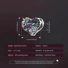 Black Rose Flower Heart Bead