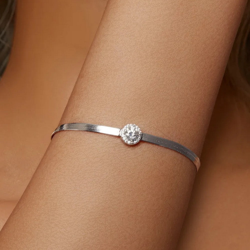 Sparkling Moissanite Snake Chain Bracelet