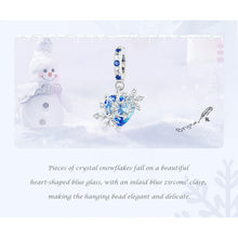 Blue Heart Snowflake Bead Pendant Charms