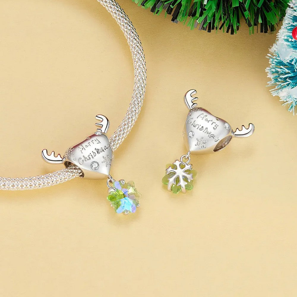 Reindeer Christmas Heart Charm