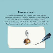 Natural Tiger Eye Stone Planet Charm Pendant