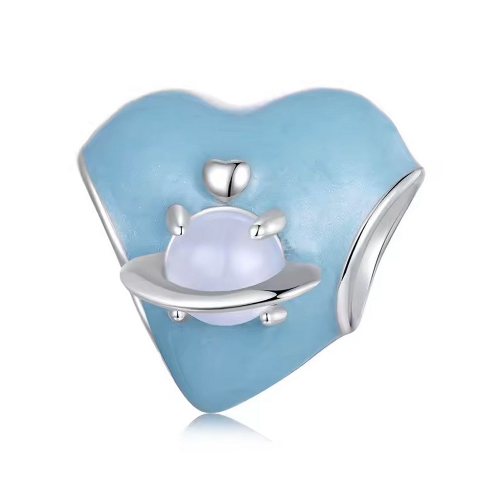 Heart-shaped Blue Planet Charm