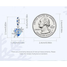 Blue Heart Snowflake Bead Pendant Charms