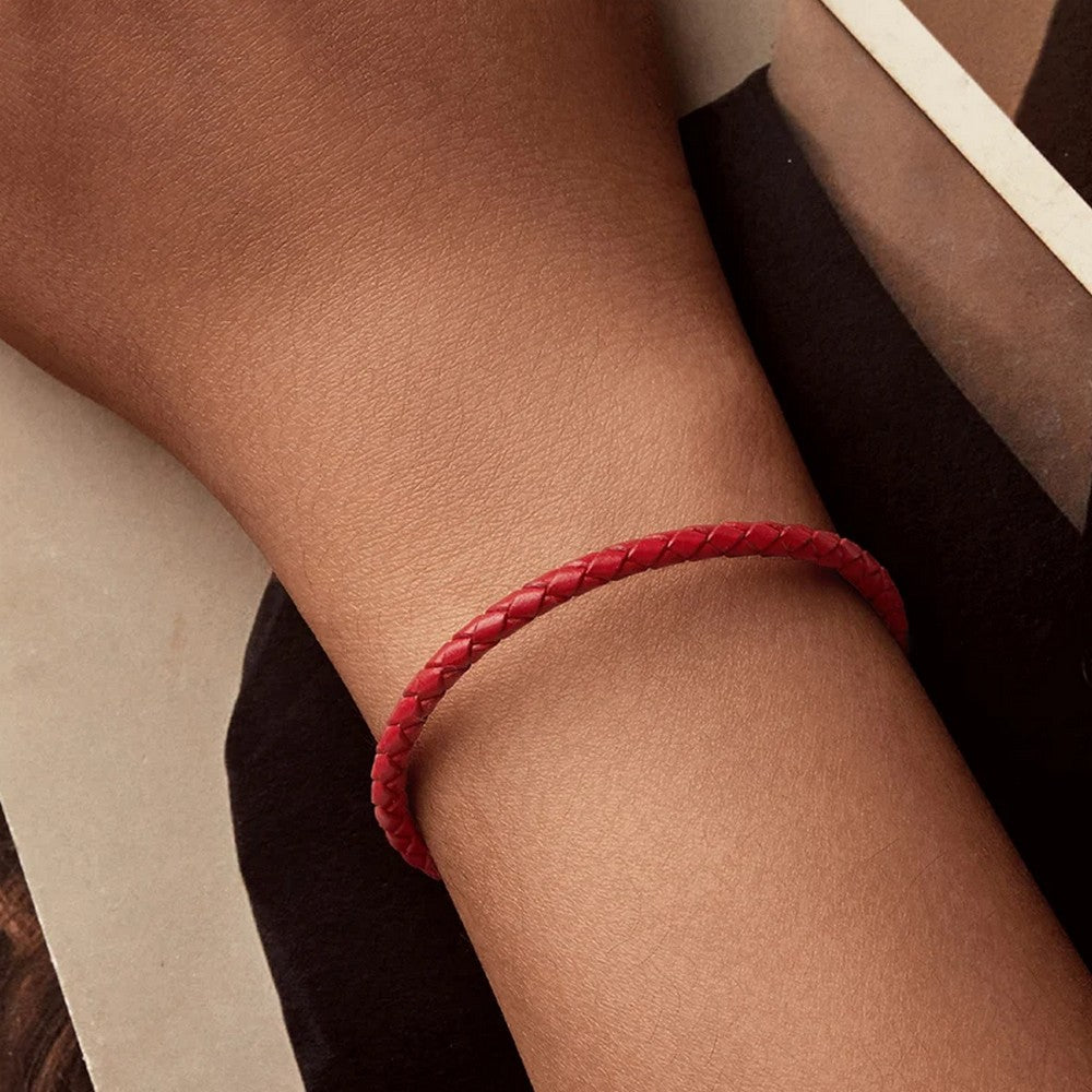 Fortune Red Braided Leather Rope Bracelet