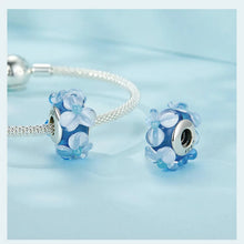 Blue Flower Murano Charm