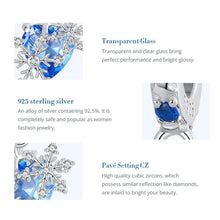 Blue Heart Snowflake Bead Pendant Charms
