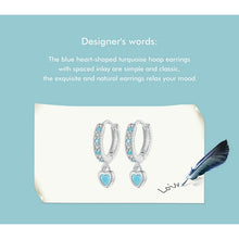 Blue Heart-shaped Turquoise Hoop Earrings