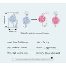 Pink Blue Rose Stud Earrings