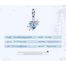 Blue Heart Snowflake Bead Pendant Charms